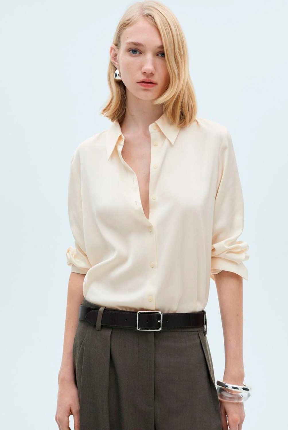 MANGO - Blusa Camisero Algodón Mujer Mango