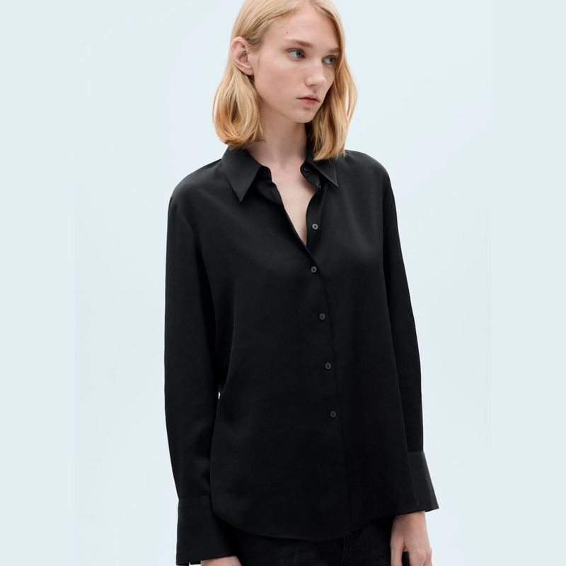 MANGO - Blusa Camisero Algodón Mujer Mango
