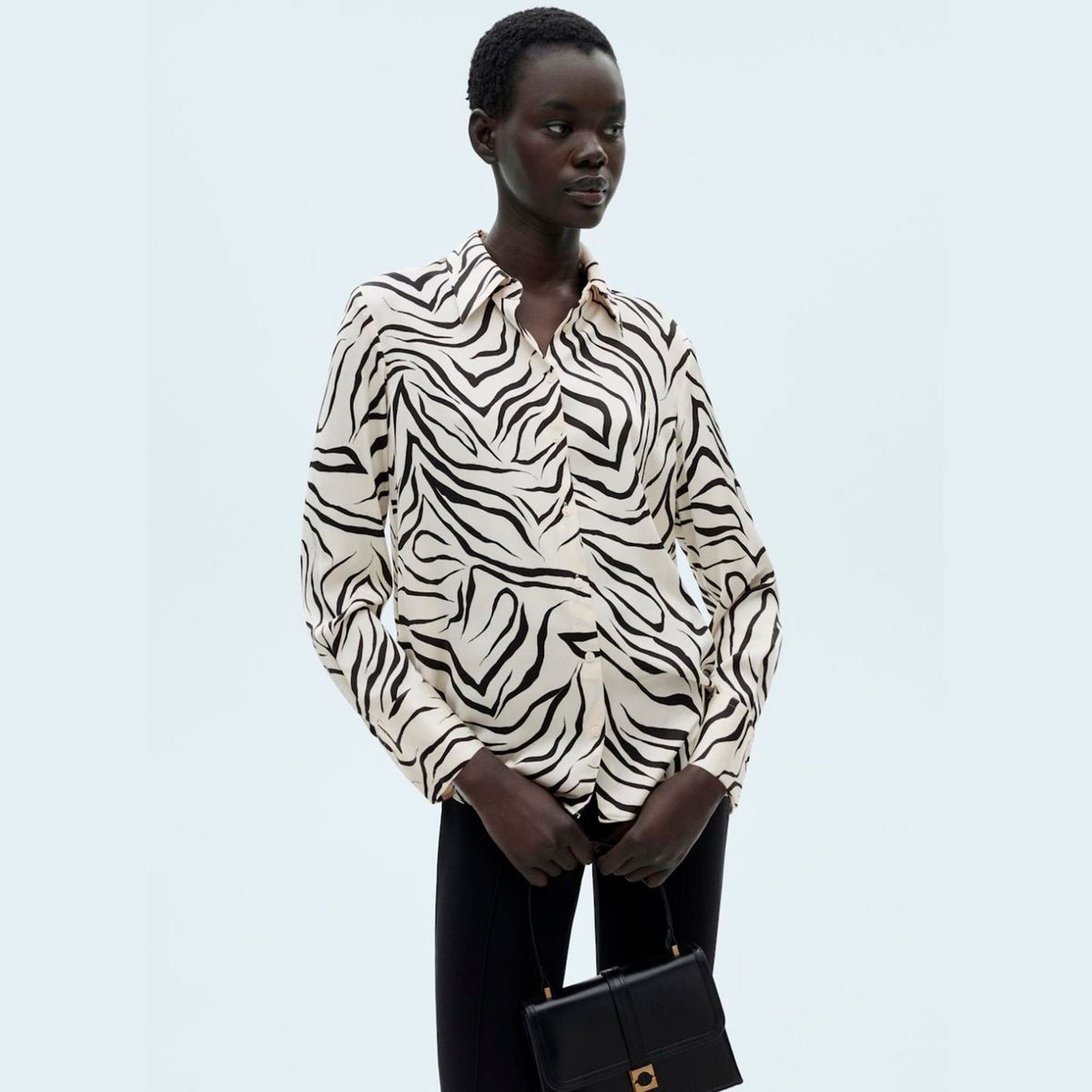 MANGO - Camisa Satinada Estampada Mujer Mango