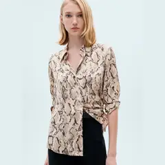 MANGO - Camisa Satinada Estampada Mujer