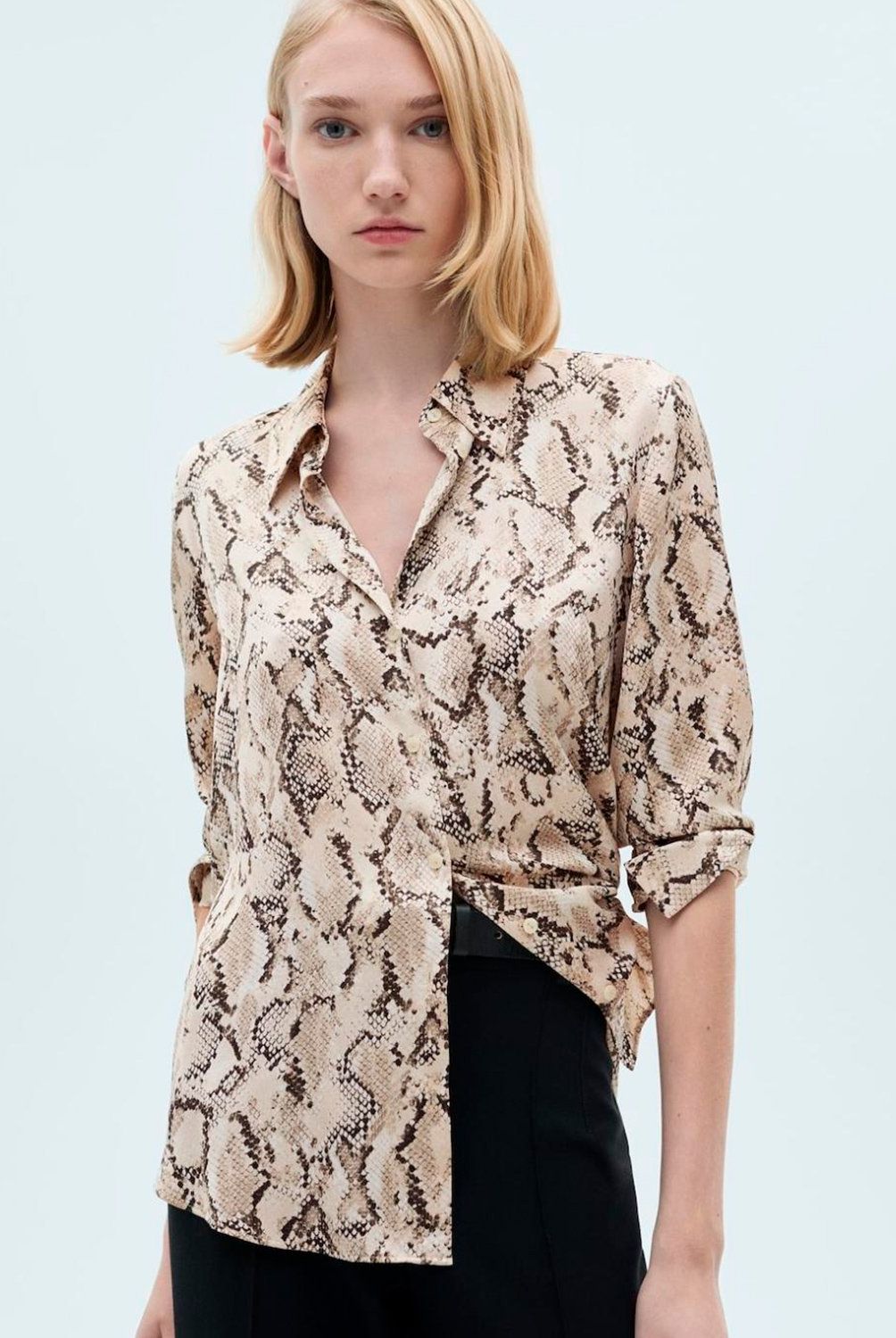MANGO - Camisa Satinada Estampada Mujer Mango
