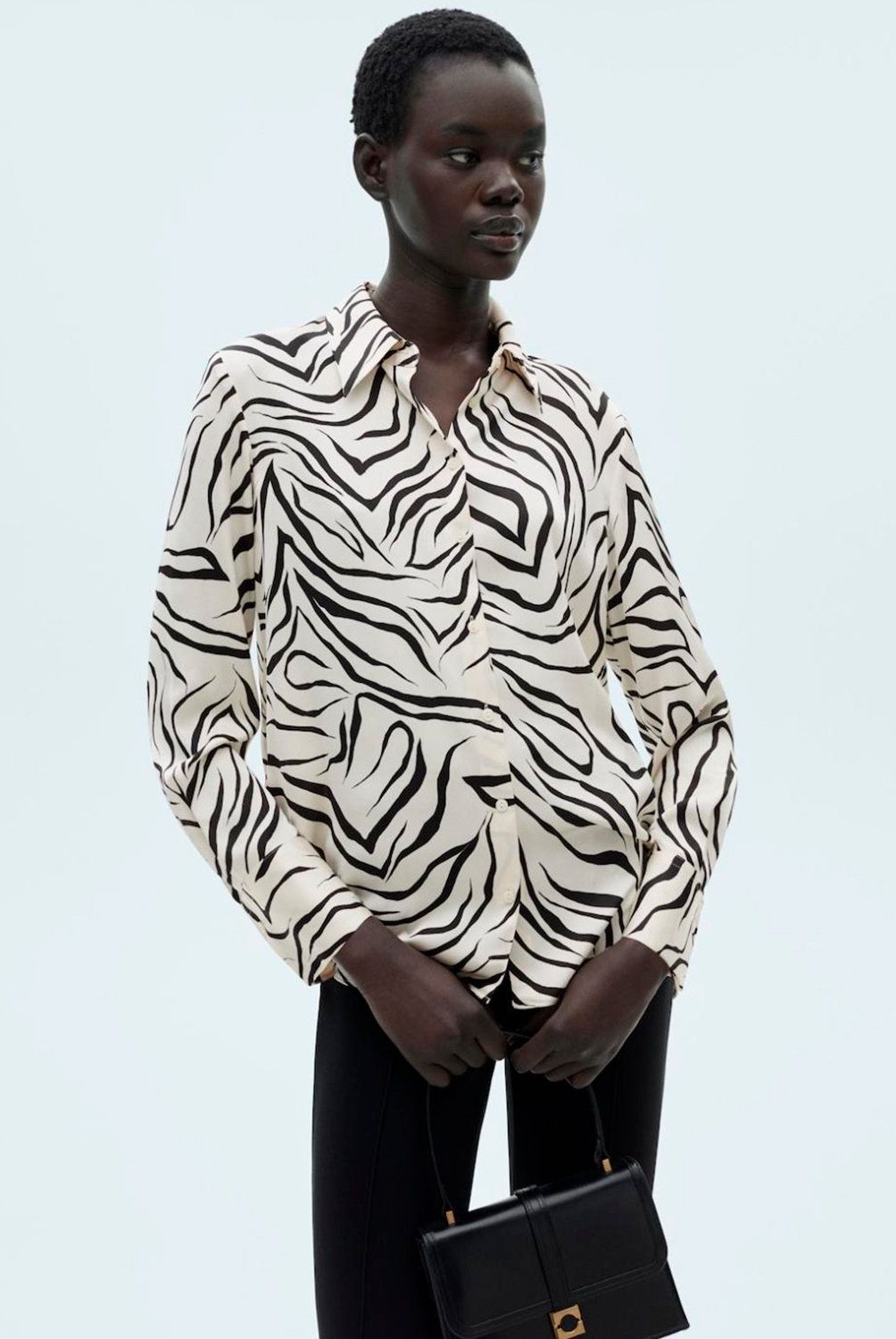 MANGO - Camisa Satinada Estampada Mujer Mango