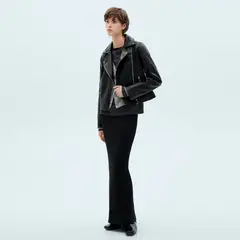 MANGO - Chaqueta Biker Efecto Piel Mujer