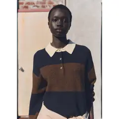 MANGO - Sweater Rayas Cuello Polo Mujer