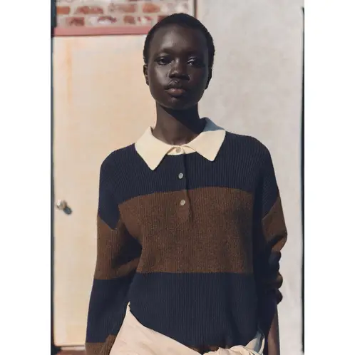MANGO - Sweater Rayas Cuello Polo Mujer