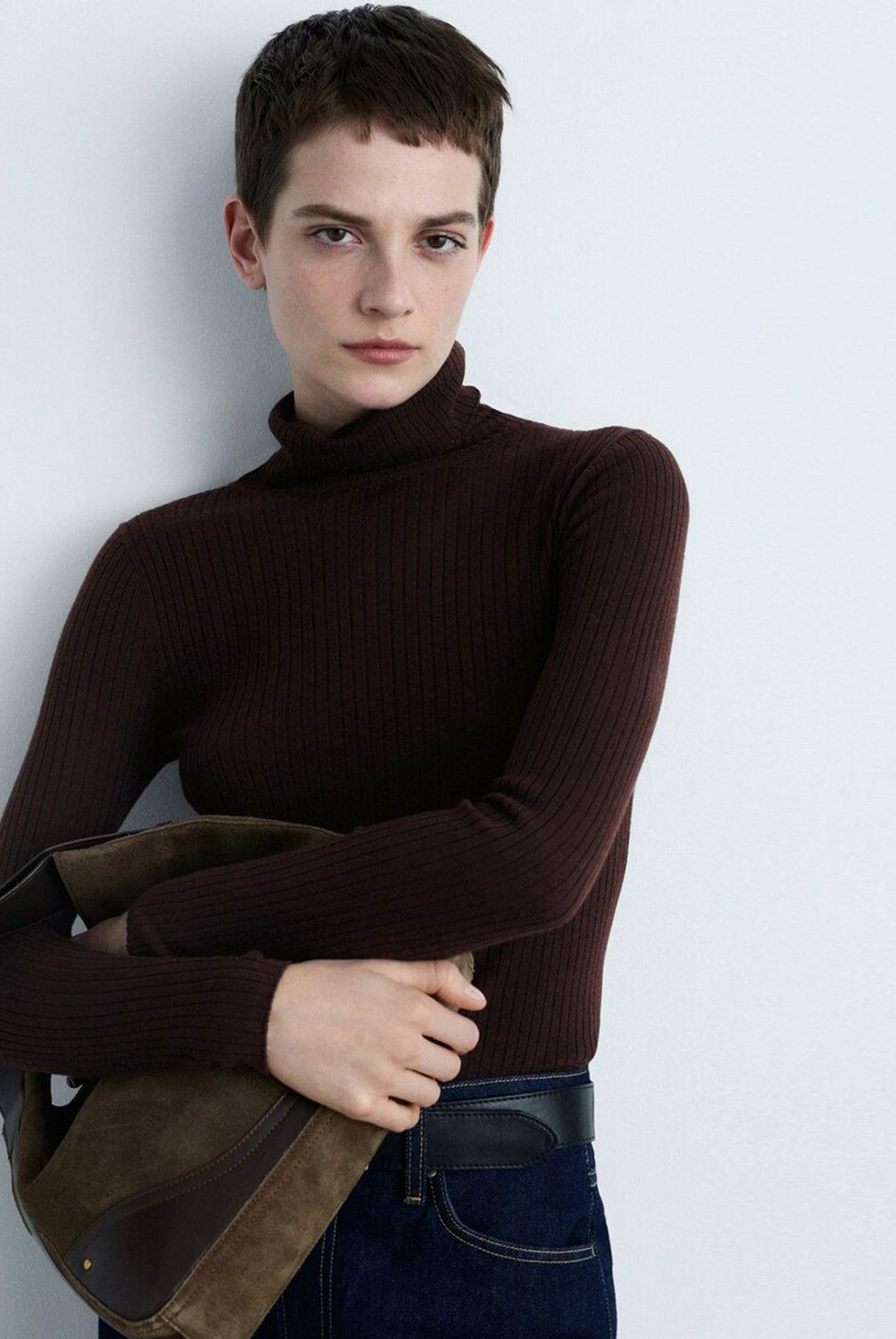 MANGO - Sweater Mezcla Lana Cuello Vuelto Mujer Mango