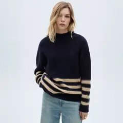 MANGO - Sweater Rayas Cuello Perkins Mujer
