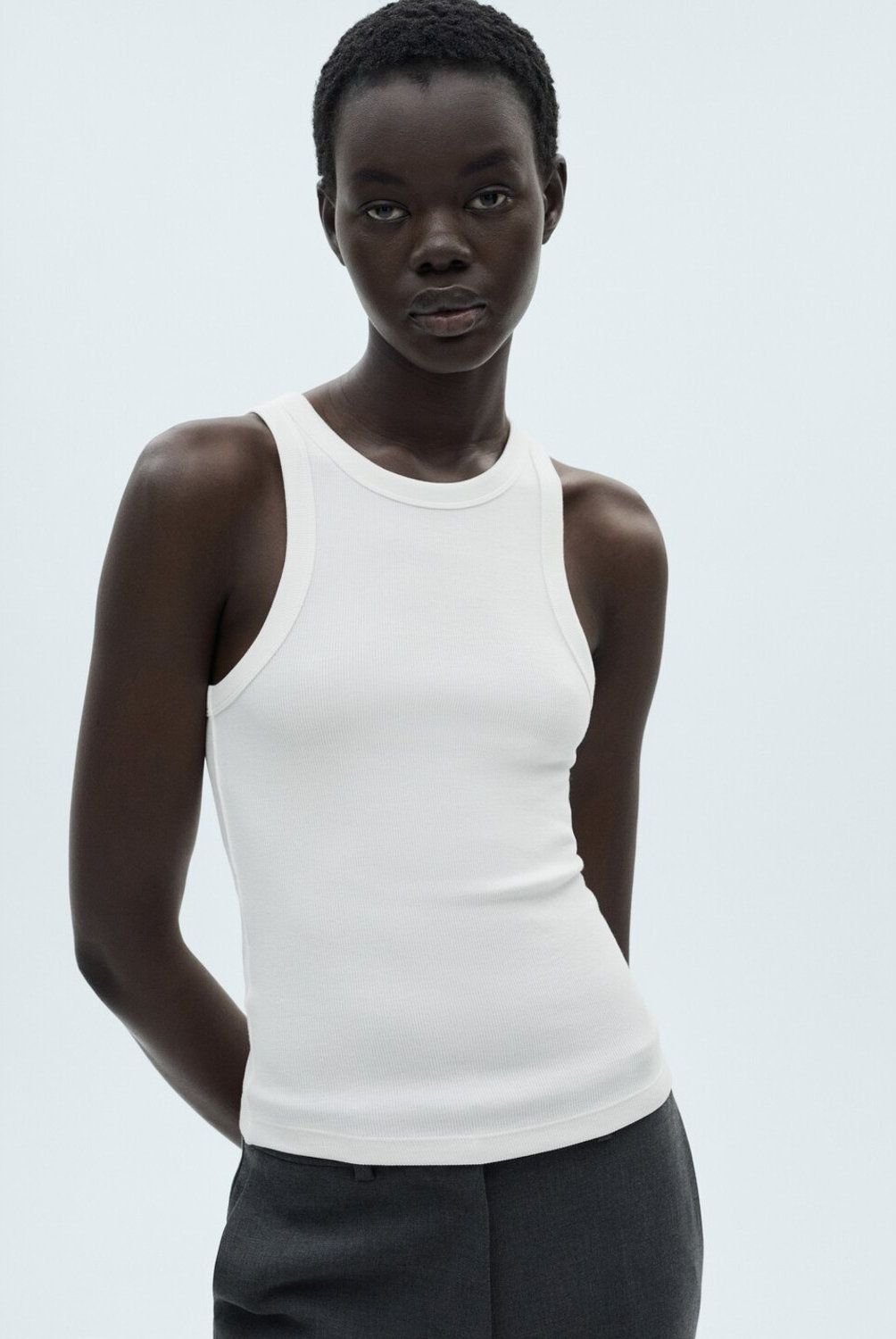 MANGO - Top Canalé Algodón Mujer Mango