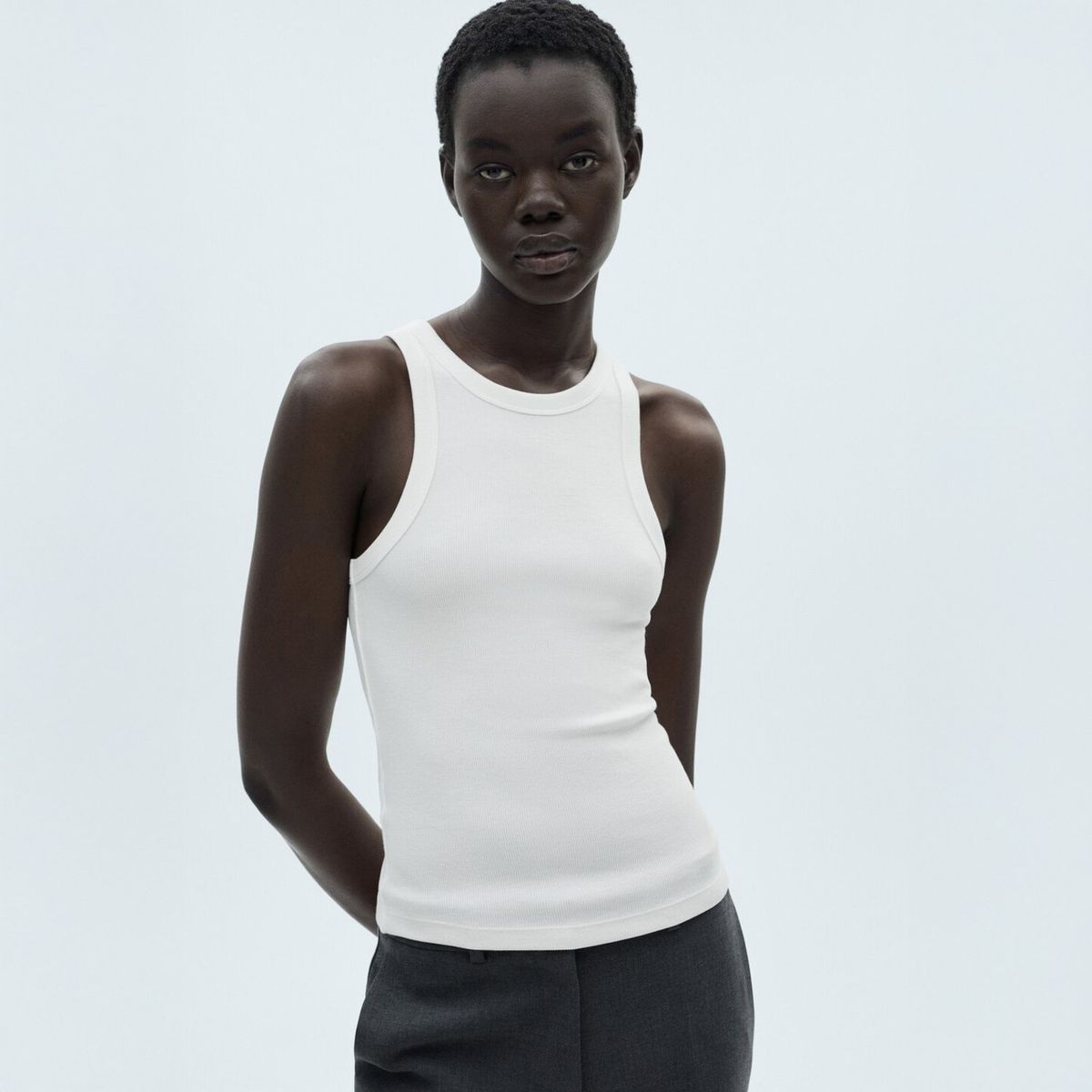 MANGO - Top Canalé Algodón Mujer Mango