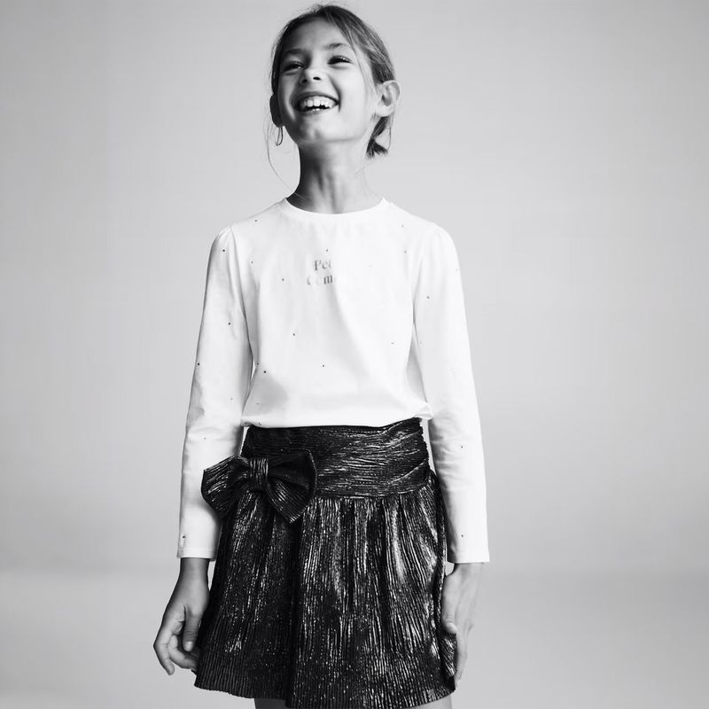 MANGO KIDS - Polera Manga Larga Detalle Strass Niña Mango Kids