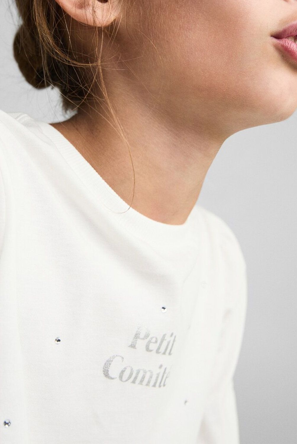 MANGO KIDS - Polera Manga Larga Detalle Strass Niña Mango Kids