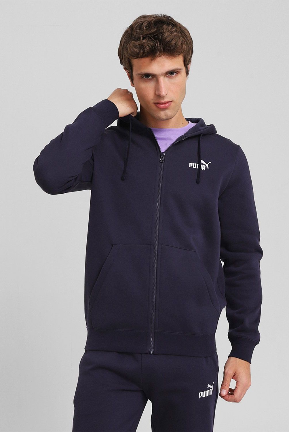 PUMA - Polerón Deportivo Ess Full-Zip Hoodie Fl Hombre Puma