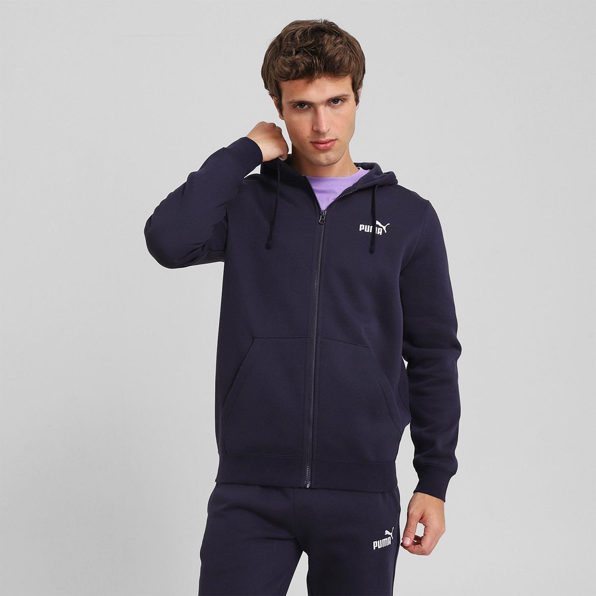 PUMA - Polerón Deportivo Ess Full-Zip Hoodie Fl Hombre Puma
