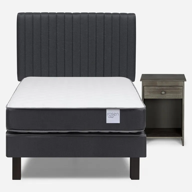 Cama Europea Wave 1 Plaza x 1.90 mt + Respaldo + 1 Velador
