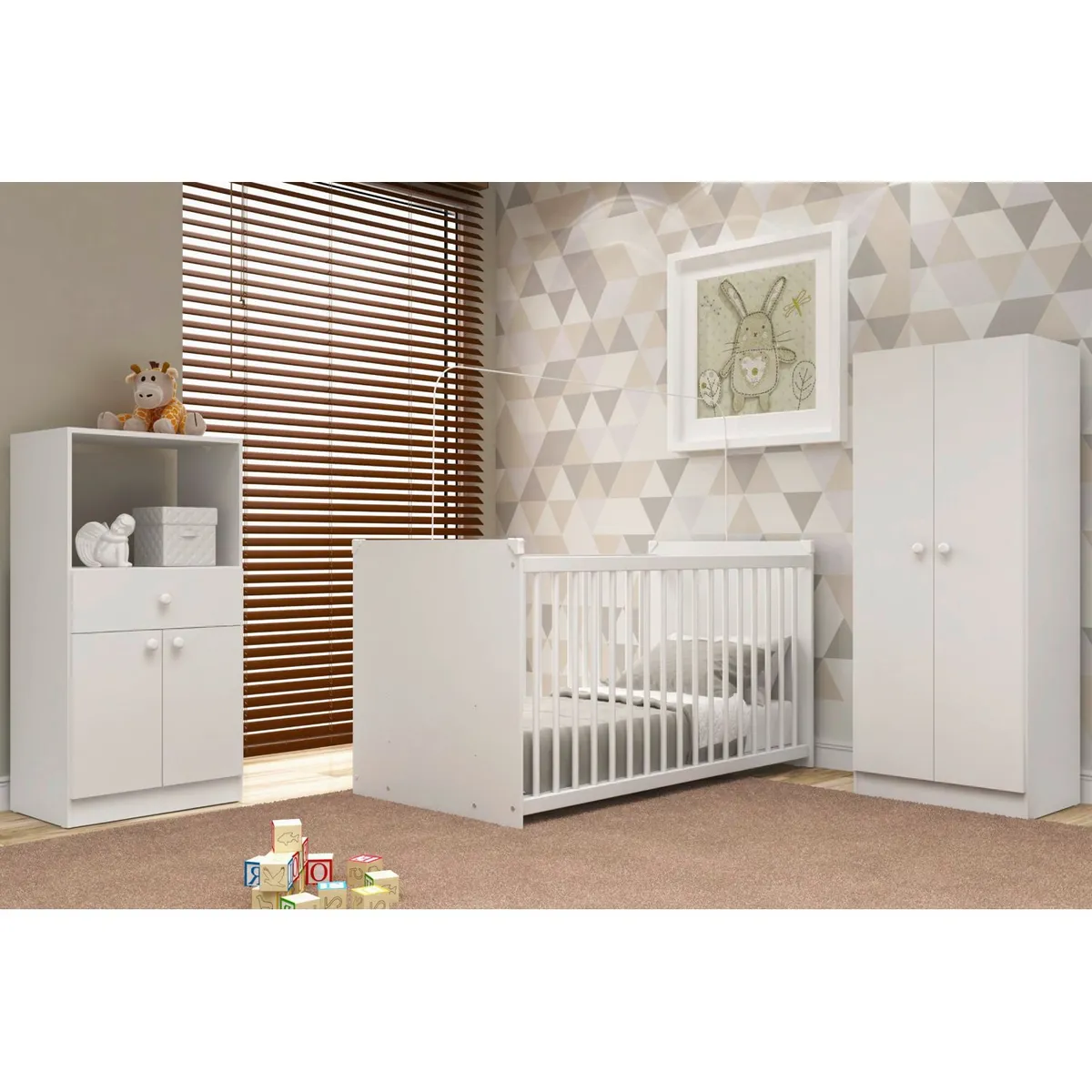 KIDSCOOL - Cuna+Cómoda+Clóset Blanco Topbaby Kidscool