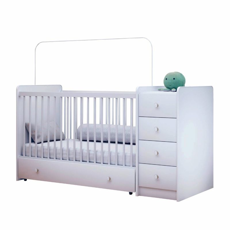 KIDSCOOL - Cuna+Cómoda Y Cajonera Blanca Top Baby Kidscool
