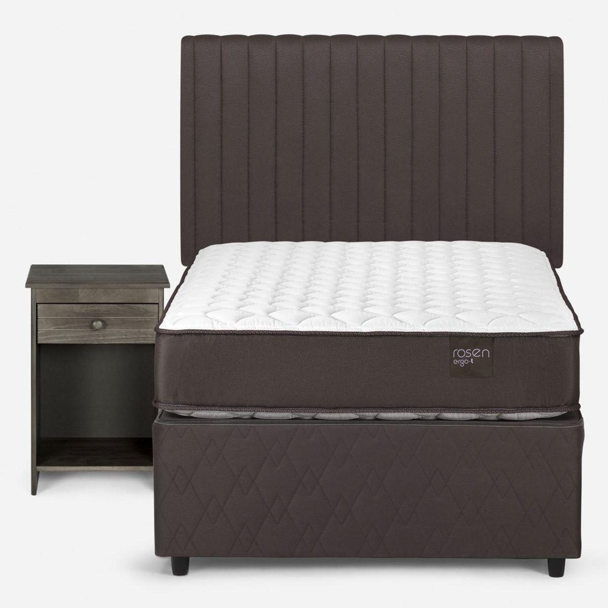 ROSEN - Diván New Ergo T 1.5 Plazas x 2.00 mt + Respaldo + 1 Velador Rosen