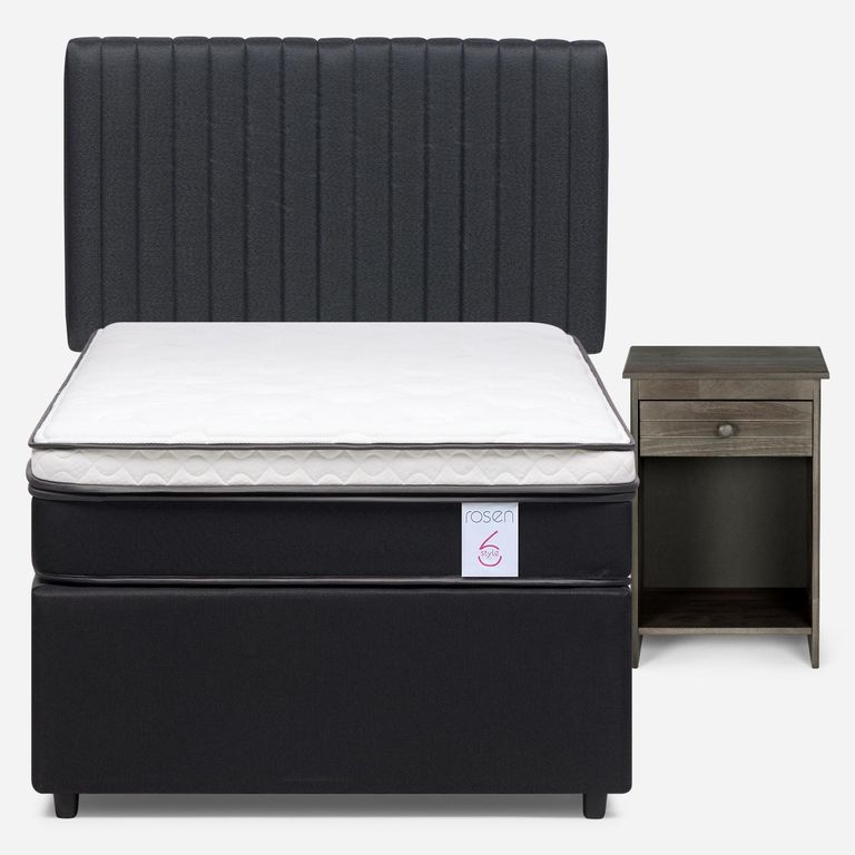 ROSEN Cama Nido New Style 6 1.5 plazas x 2.00 mt + Respaldo + 1 Velador
