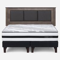 Cama Europea Driven 2 Plazas + Respaldo Rachel Gris