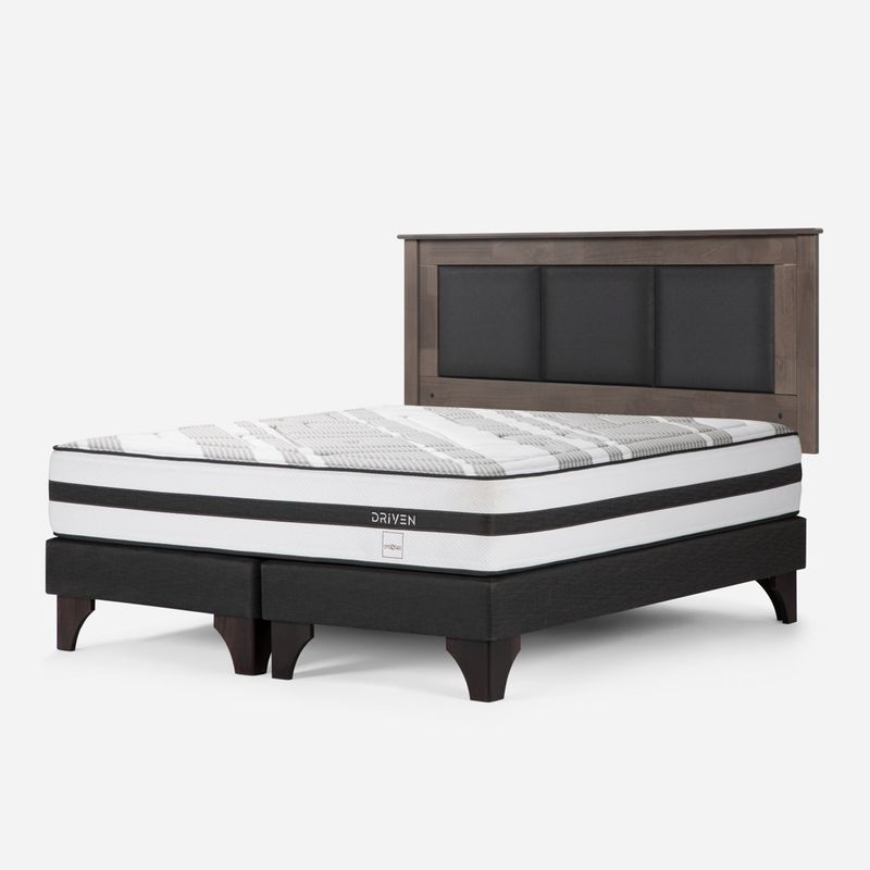 ROSEN - Cama Europea Driven 2 Plazas + Respaldo Rachel Gris Rosen