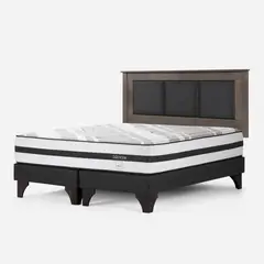 ROSEN - Cama Europea Driven 2 Plazas + Respaldo Rachel Gris