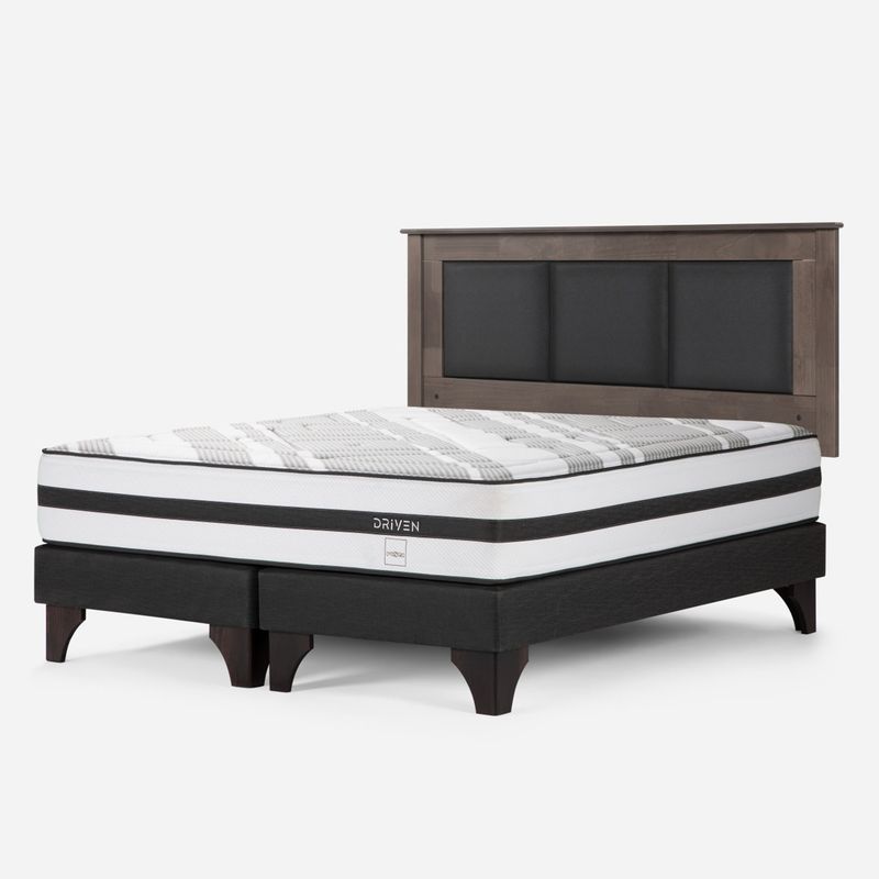 ROSEN - Cama Europea Driven King + Respaldo Rachel Gris Rosen