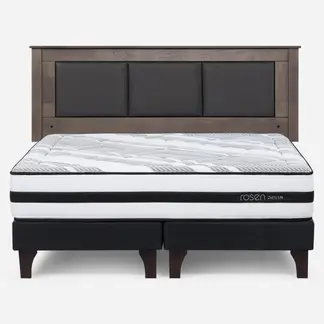 ROSEN - Cama Europea Driven King + Respaldo Rachel Gris