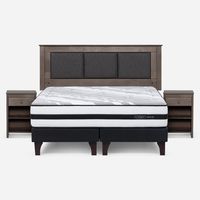Cama Europea Driven 2 Plazas + Set De Muebles Rachel Gris