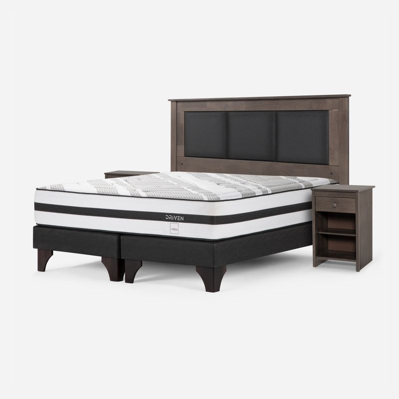 ROSEN - Cama Europea Driven 2 Plazas + Set De Muebles  Rachel Gris Rosen