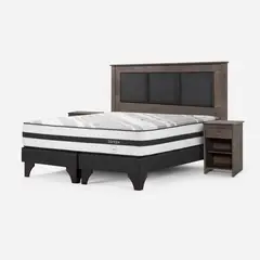 ROSEN - Cama Europea Driven 2 Plazas + Set De Muebles Rachel Gris