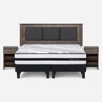 Cama Europea Driven King + Set De Muebles Rachel Gris