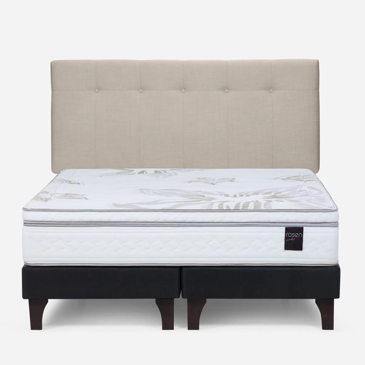 ROSEN - Cama Europea Art 4 King + Respaldo Rosen