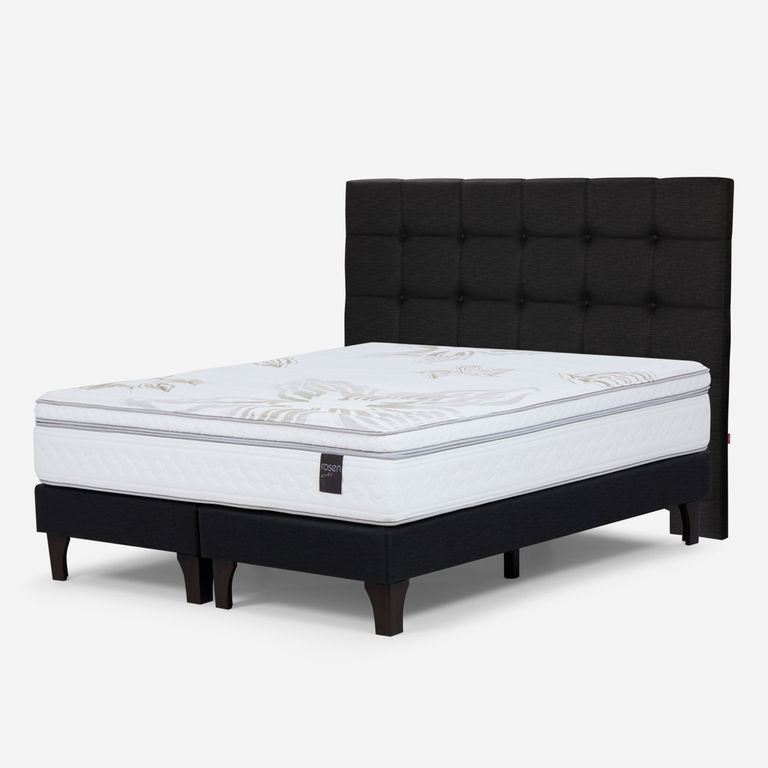 Cama Europea Art 4 Super King x 2.00mt Base Dividida + Respaldo + 2 Veladores