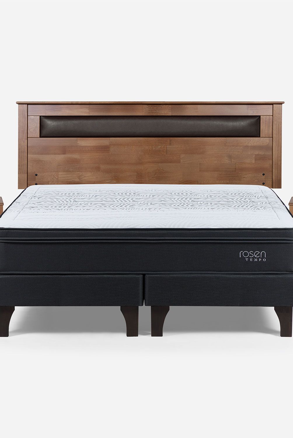 ROSEN - Cama Europea Tempo King Ferrara G + Respaldo + 2 Veladores Rosen