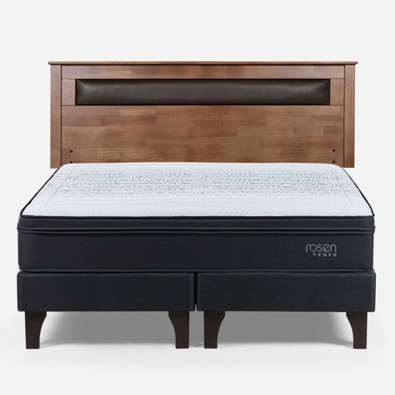 Cama Europea Tempo 2 Plazas x 2.00mt Base Dividida + Respaldo