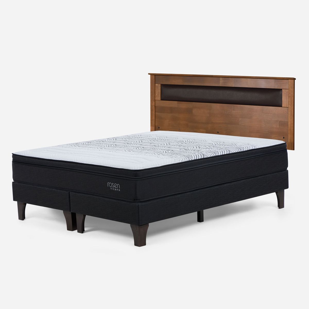 ROSEN - Cama Europea Tempo 2 Plazas x 2.00mt Base Dividida + Respaldo Rosen