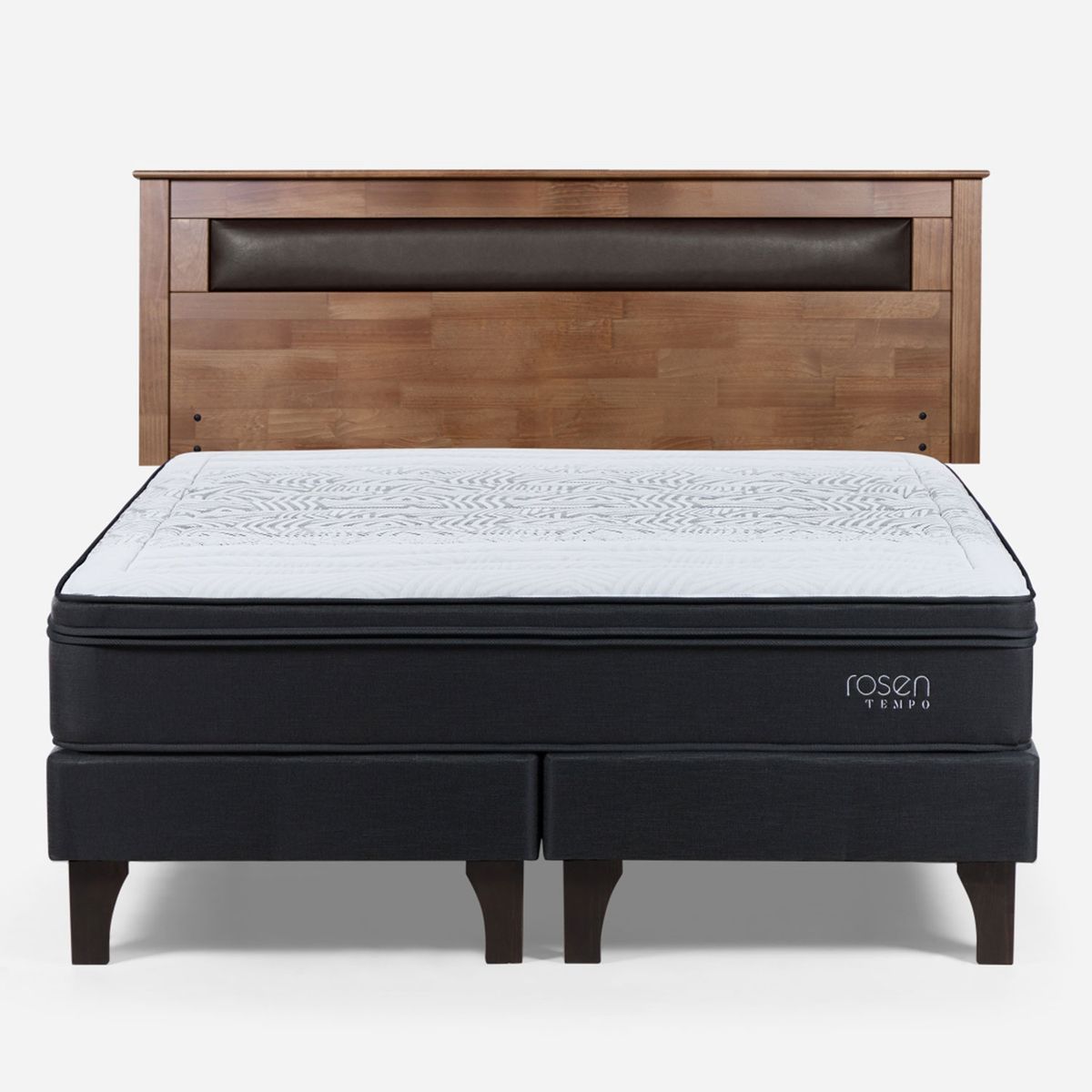 ROSEN - Cama Europea Tempo 2 Plazas x 2.00mt Base Dividida + Respaldo Rosen