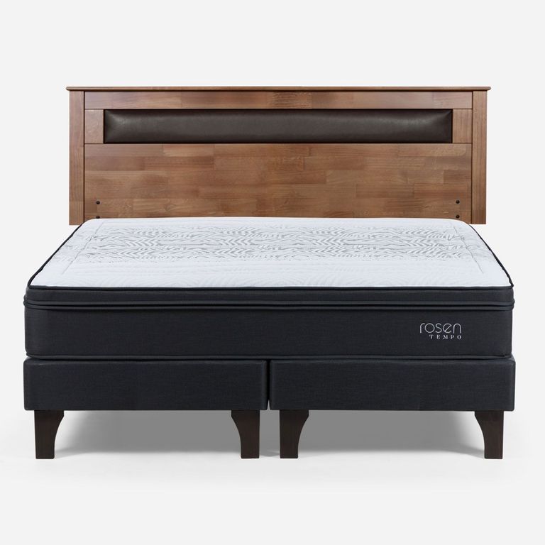Cama Europea Tempo King x 2.00mt Base Dividida + Respaldo