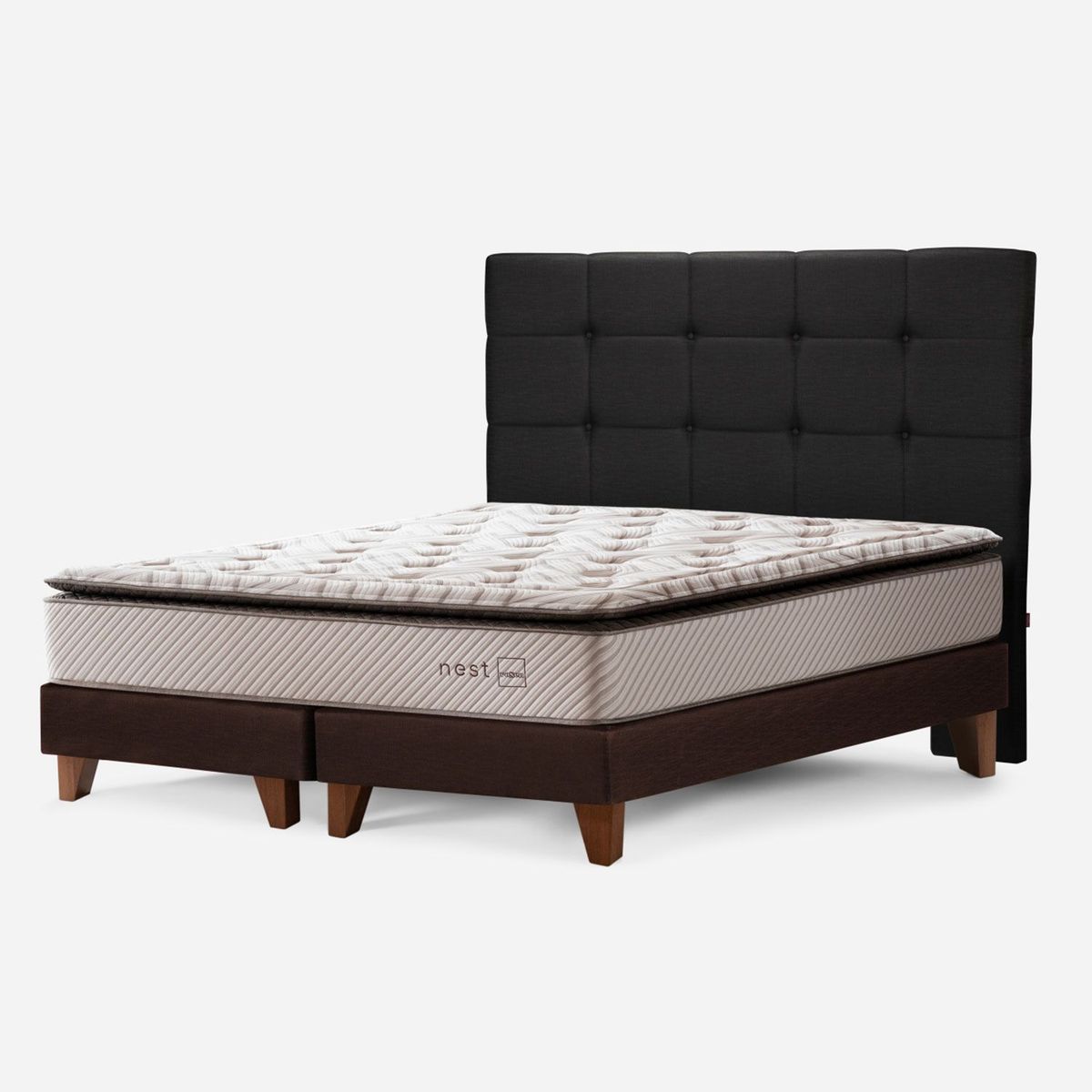 ROSEN - Cama Europea Nest 2 Plazas x 2.00mt Base Dividida + Respaldo Rosen
