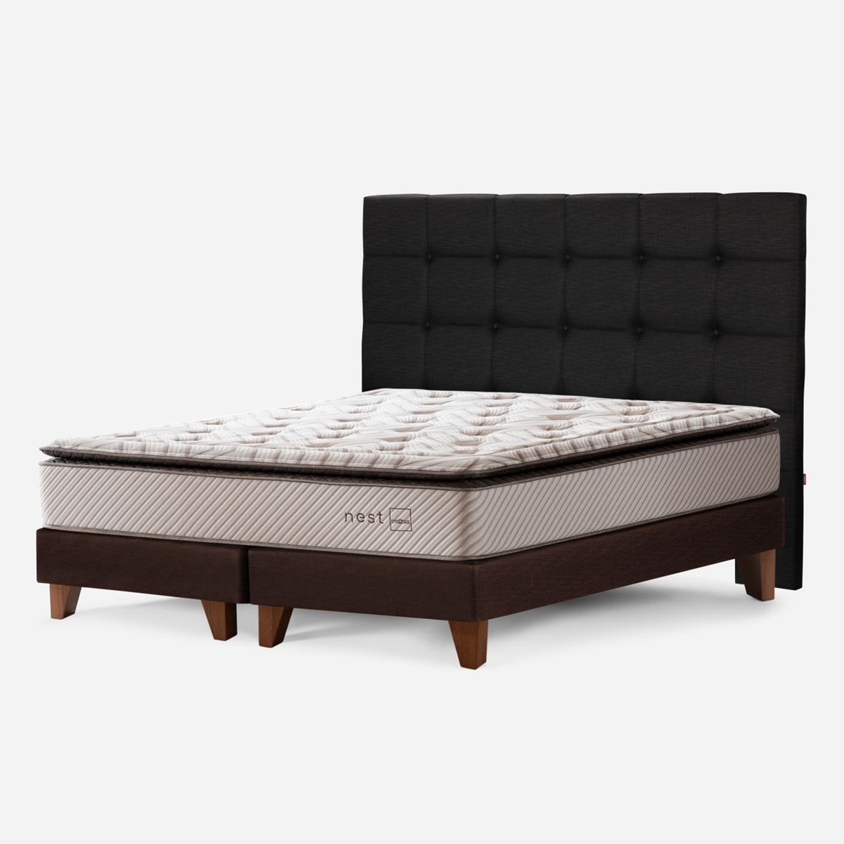 ROSEN - Cama Europea Nest King + Respaldo Issey Grafito Rosen