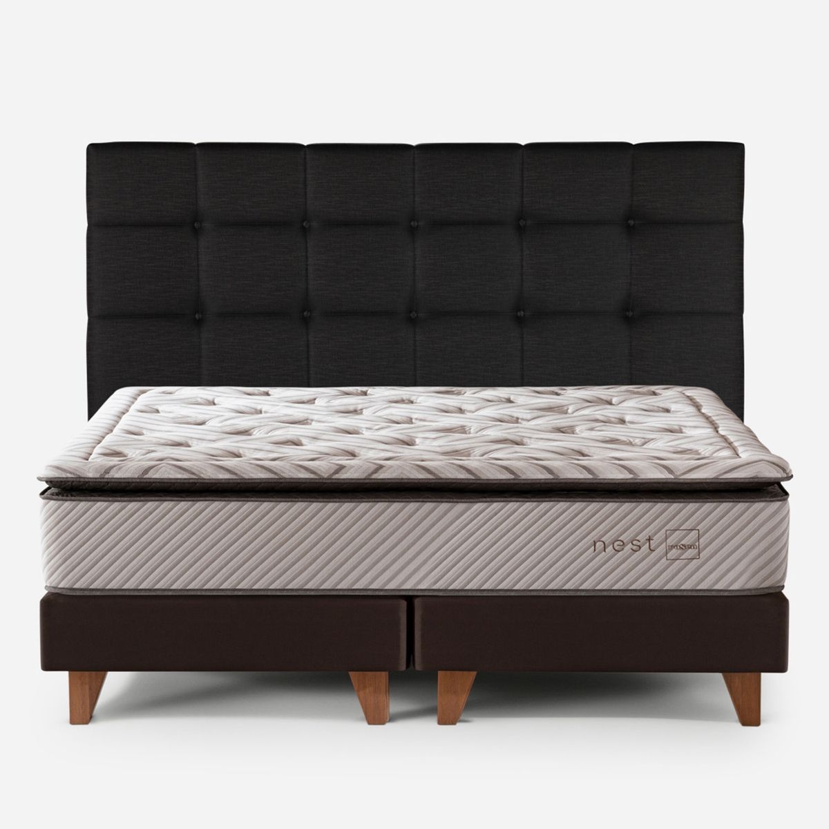 ROSEN - Cama Europea Nest King + Respaldo Issey Grafito Rosen