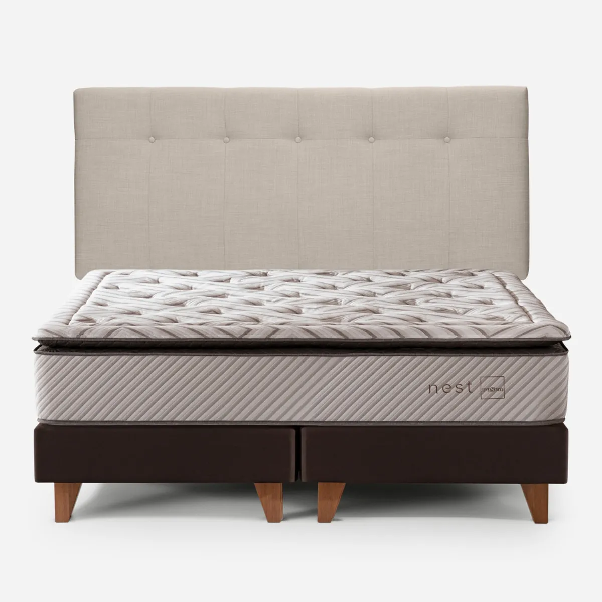 ROSEN - Cama Europea Nest 2 Plazas+  Respaldo N Bennet Rosen