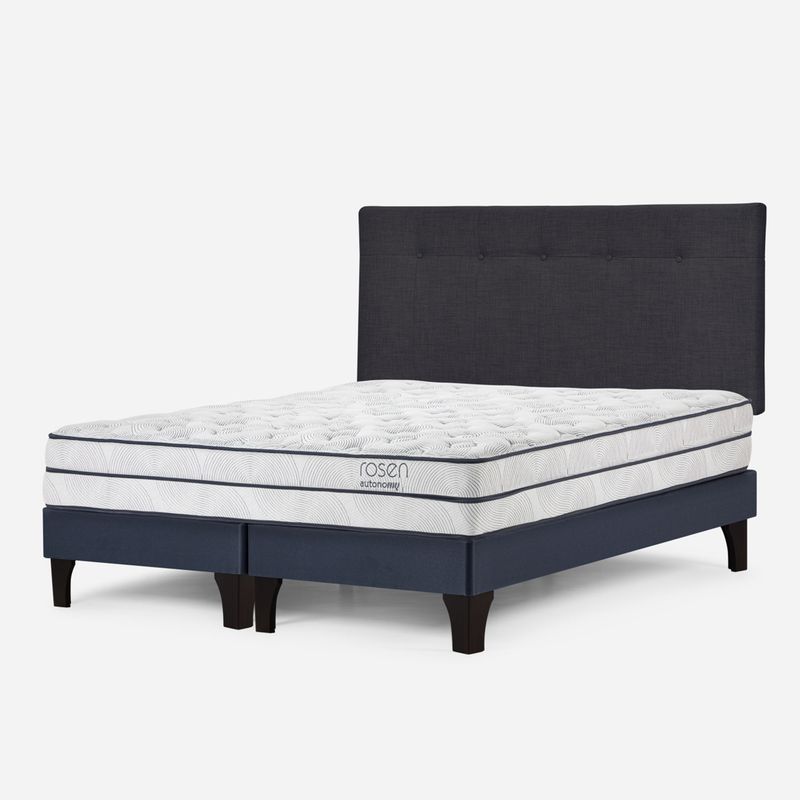 ROSEN - Cama Europea Autonomy Sky Pm King + Respaldo New Bennet Gris Rosen