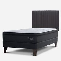 Cama Europea Tempo 1.5 Plaza + Respaldo Lucio Gris