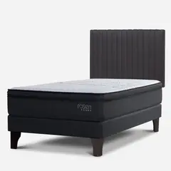 ROSEN - Cama Europea Tempo 1.5 Plaza + Respaldo Lucio Gris