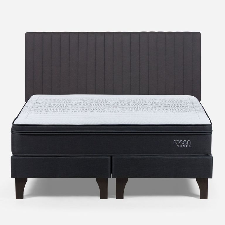 ROSEN Cama Europea Tempo 2 Plazas x 2.00mt Base Dividida + Respaldo