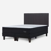 Cama Europea Tempo 2 Plazas Base Dividida + Respaldo Lucio Gris
