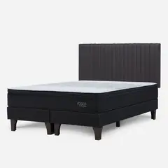 ROSEN - Cama Europea Tempo 2 Plazas Base Dividida + Respaldo Lucio Gris