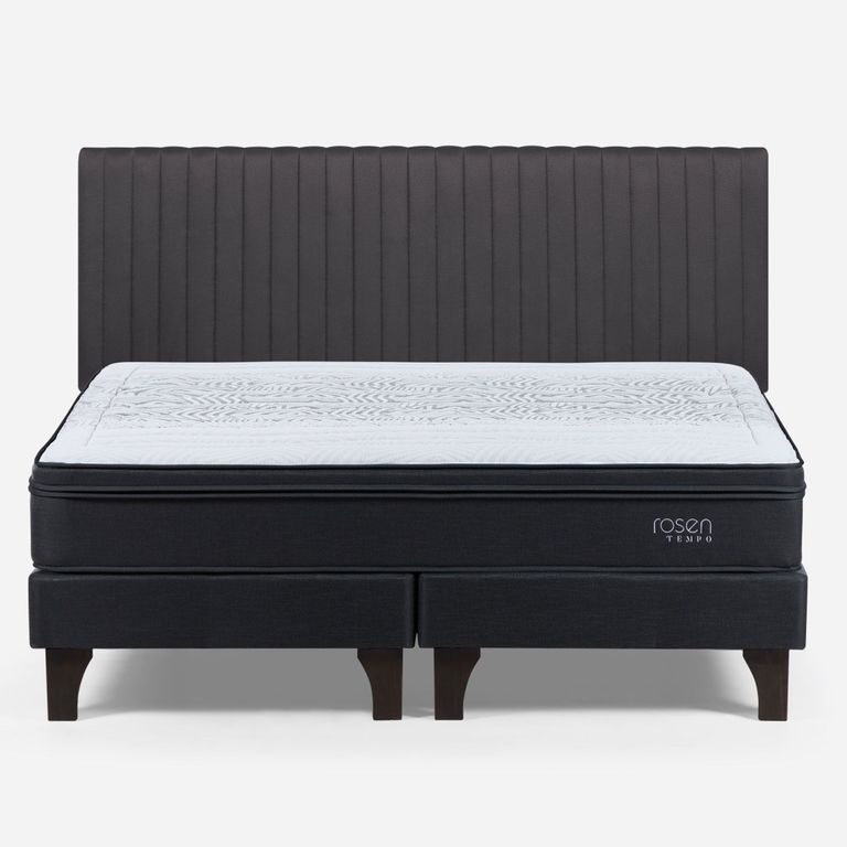 Cama Europea Tempo King x 2.00mt Base Dividida + Respaldo