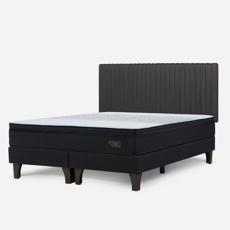 ROSEN - Cama Europea Tempo King + Respaldo Lucio Gris Rosen